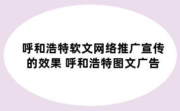 呼和浩特软文网络推广宣传的效果 呼和浩特图文广告